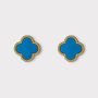 Blue Clover Stud Earrings, thumbnail 1 of 3