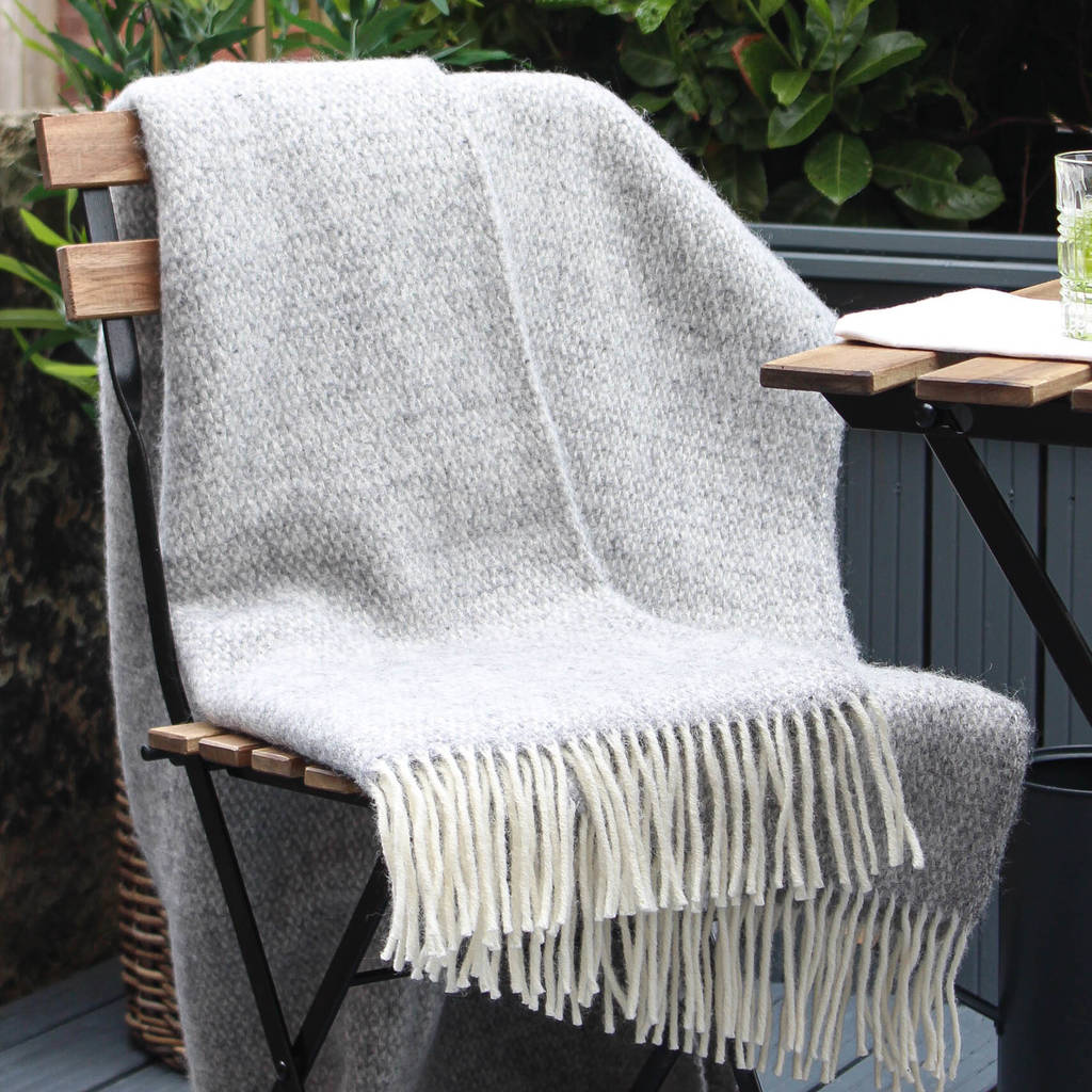 Grey And Cream Wool Throw, 1 of 6