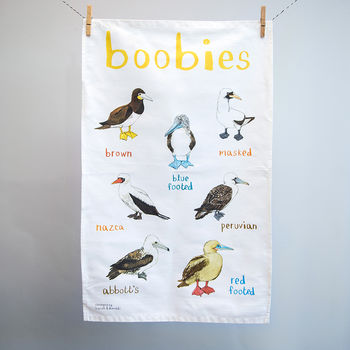 'Boobies' Illustrated Bird Tea Towel, 3 of 3