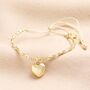 Neutral Cord Heart Charm Bracelet In Gold, thumbnail 1 of 3