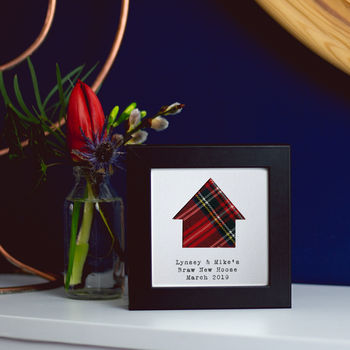Personalised New Home Frame With Scottish Tartan Hoose, 4 of 5