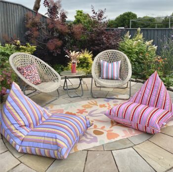 Outdoor Beanbag In Sparrow And Plumb Sherbet Stripe, 3 of 4