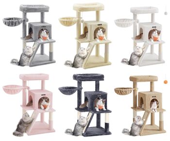 96cm Cat Tree Tower Light Grey With Side Slope, 9 of 9