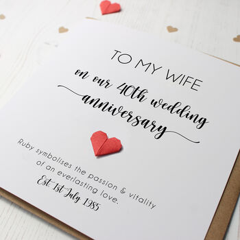 Personalised Ruby 40th Wedding Anniversary Card, 4 of 9
