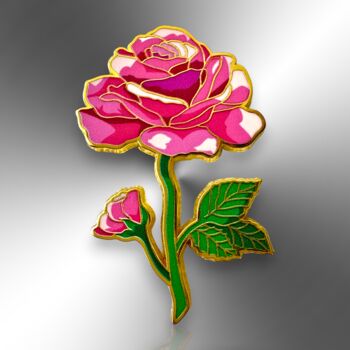 Large Pink Rose Hard Enamel Pin Brooch, 3 of 8