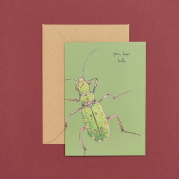 Handmade Greeting Card Tiger Beetle, Recycled Card, 3 of 7