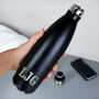 Personalised Initials Black Metal Insulated Bottle, thumbnail 1 of 5