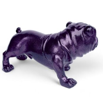 Standing English Bulldog Figurine, Purple Sparkle Finish, 6 of 6