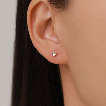 Sterling Silver Moonstone 18 G Screw Back Stud Earrings, 7 of 12