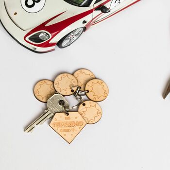 Personalised Wooden Superdad Child Family Tag Keyring, 6 of 11