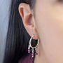 Triple Birthstone Huggie Hoop Earrings, thumbnail 7 of 12