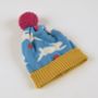 Rabbit Lambswool Knitted Bobble Hat Bright Colours, thumbnail 3 of 12