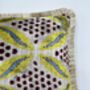 Modern, Oblong, Velvet, Ikat, Cushion With Cream Silk Tassels Blue, Yellow, Burgundy And Cream Abstract Design, thumbnail 2 of 8