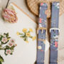 'Blue Flower' Leather Smartwatch Strap; Handmade Band, thumbnail 1 of 8