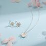 Sterling Silver Water Lily Lotus Flower Blossom Stud Earrings And Necklace, thumbnail 1 of 12