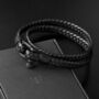 Bold Men's Braided Black Leather Bracelet With Sturdy D Shackle Screw Clasp, Artisan Jewellery, thumbnail 1 of 8