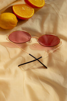 Hot Pink Oversized Round Circle Wire Frame Sunglasses, 4 of 4