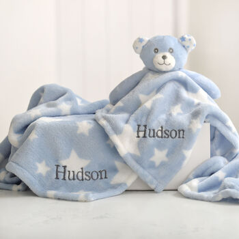 Personalised Teddy Stars Comforter And Blanket Set, 7 of 9