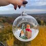 Christmas Blown Glass Bauble With Robin Pair, thumbnail 3 of 5