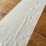 Holly Leaves Christmas Table Runner, Cream And Gold Muslin, thumbnail 4 of 8
