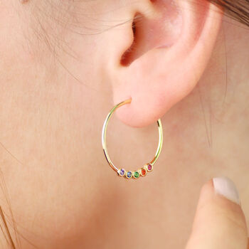 Sterling Silver Rainbow Hoop Earrings, 4 of 8
