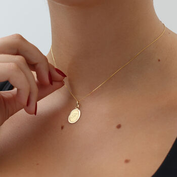 9ct Yellow Gold Oval Initial Pendant Necklace, 2 of 4