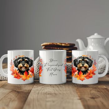 Personalised Dog Mug Jackapoo In An Autumn Wreath, 2 of 2