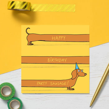 'Happy Birthday Party Sausage' Card, 2 of 2