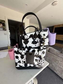 Soccer Girl’s Football Print Design Bag, Personalised Charm, 4 of 12
