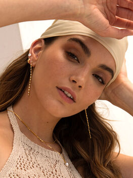 Round Solitaire Diamond Simulant Stud Earrings In Gold, 3 of 5