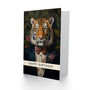 Classy Floral Suit Tiger Portrait Birthday Card For Him, thumbnail 2 of 4