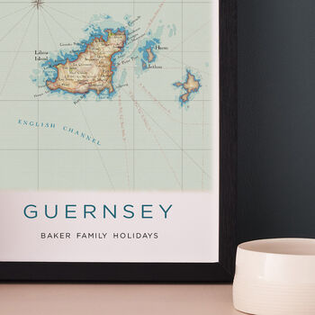 Framed And Personalised Guernsey Map Print, 4 of 6