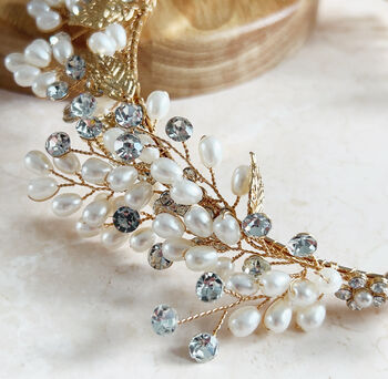 Pearl And Crystal Bridal Crown, 4 of 6