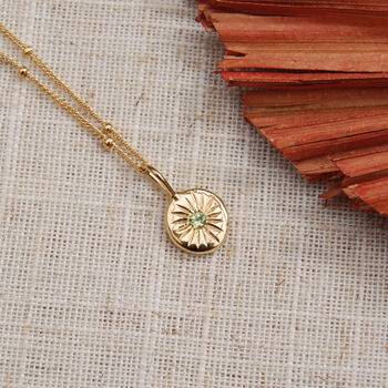 Gold Sunburst Birthstone Boho Necklace, 2 of 6