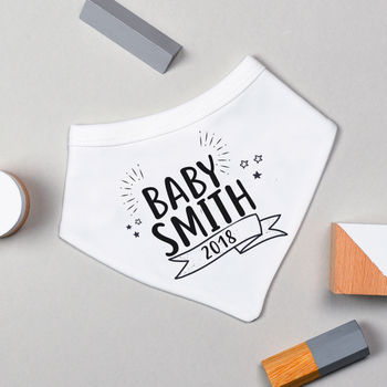 Personalised Name Surname Bodysuit Newborn Baby Gift, 5 of 7