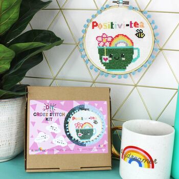 Rainbow Positivi Tea Cross Stitch Kit For Adults, 5 of 12