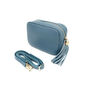 Denim Blue Leather Crossbody Bag And Chevron Strap, thumbnail 2 of 9