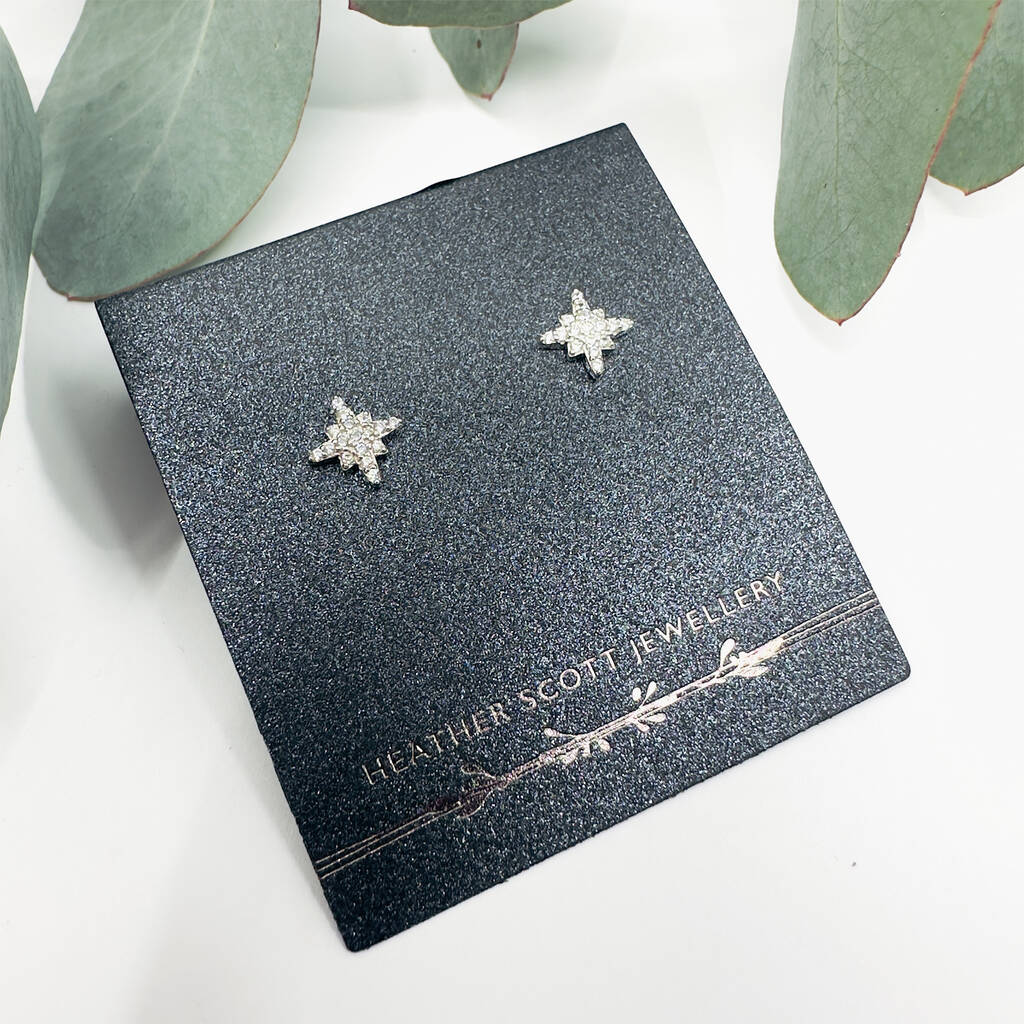 Silver And C.Z Star Studs, 1 of 3