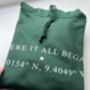 Personalised “Coordinates Hoodie – Where It All Began”, thumbnail 2 of 12