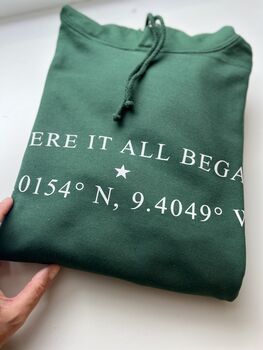 Personalised “Coordinates Hoodie – Where It All Began”, 2 of 12
