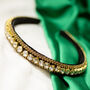 Narrow Gem Top Square Diamante Headband In Gold, thumbnail 1 of 3