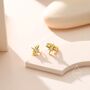 Delicate Starburst Cz Huggie Hoop Earrings In Sterling Silver, thumbnail 3 of 10
