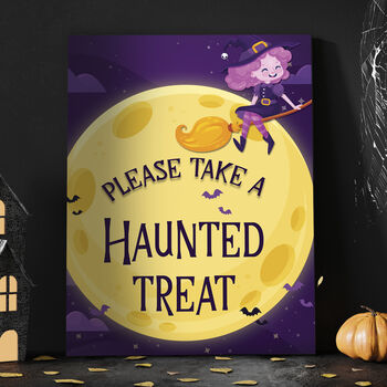 Moon And Witch Halloween Party Selfie Frame, 3 of 7