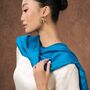 100% Mulberry Silk Scarf, Teal Blue In Gift Box, thumbnail 3 of 4