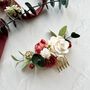 White And Red Rose Floral Hair Comb, thumbnail 1 of 8