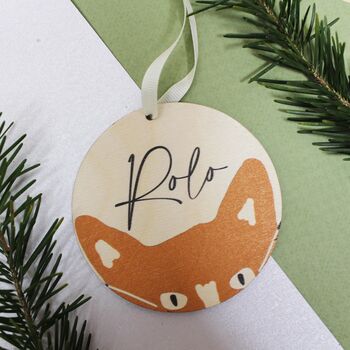 Personalised Wooden Cat Christmas Decoration, 10 of 11