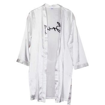 White Satin Bride Dressing Gown Robe, 3 of 4