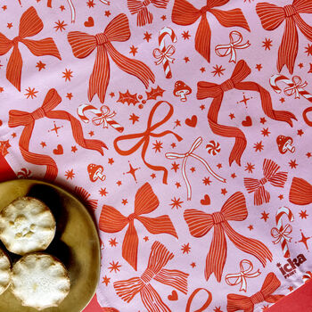 Red Bows Christmas Tea Towel, 3 of 5