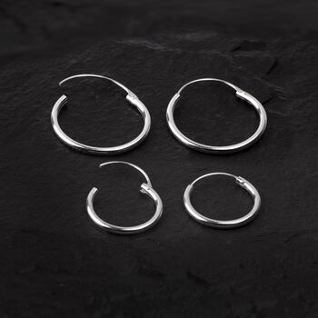 Hoop Earrings With Black Onyx Charm, 2 of 5