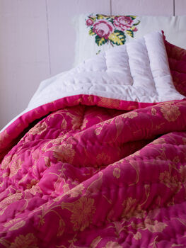 Damask Pink Quilted Bedspread, 3 of 3